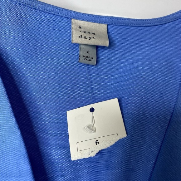A New Day Mini Dress Women's‎ Size 6 Blue Fit & Flare V-Neck Elastic Back Waist - Picture 11 of 13